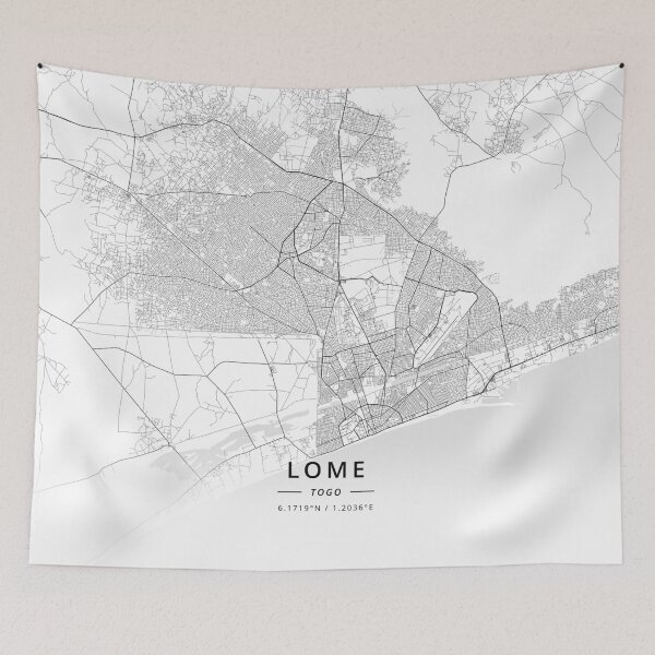 Item preview, Lome, Togo Light Map designed and sold by DesignerMapArt.