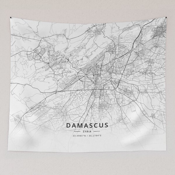 Artikelvorschau, Damascus, Syria Light Map entworfen und verkauft von DesignerMapArt.