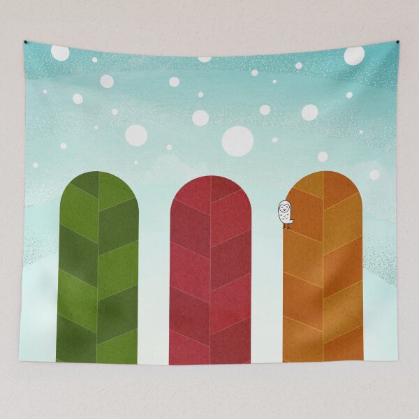 Item preview, Owly watches the first snow over the autumn poplar forest designed and sold by OwlyChic.
