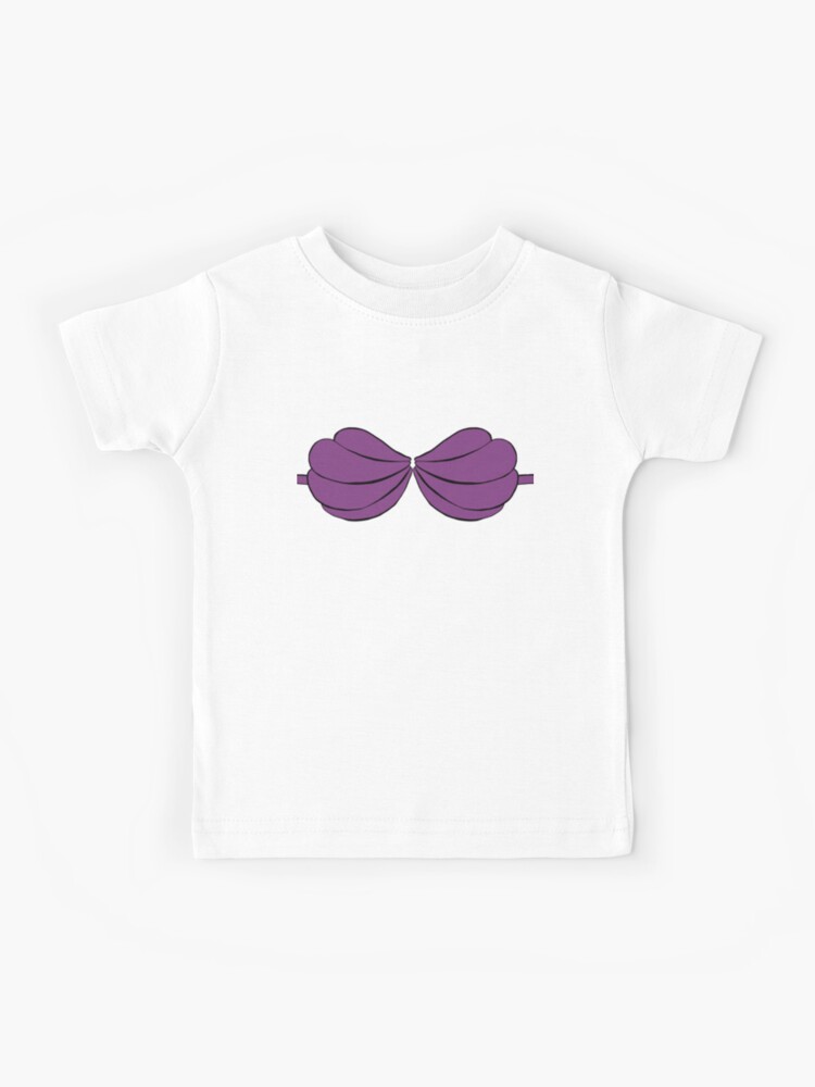  Mermaid Purple Seashell Bra Cartoon Graphic T-Shirt