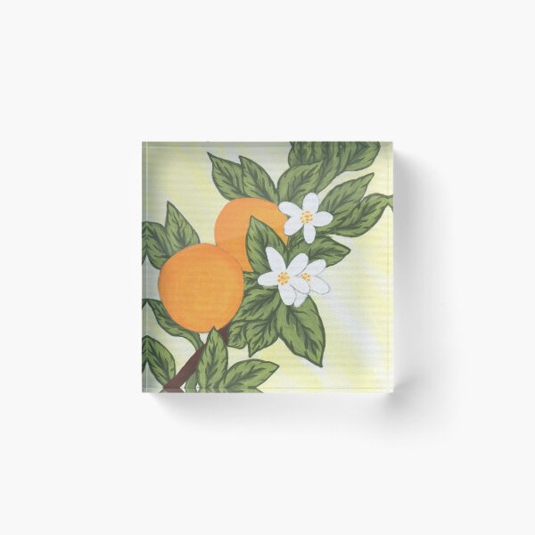 Oranges and Blossoms Acrylic Block