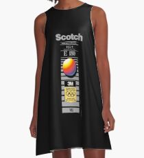 Retro VHS tape vaporwave aesthetic alternate version A-Line Dress