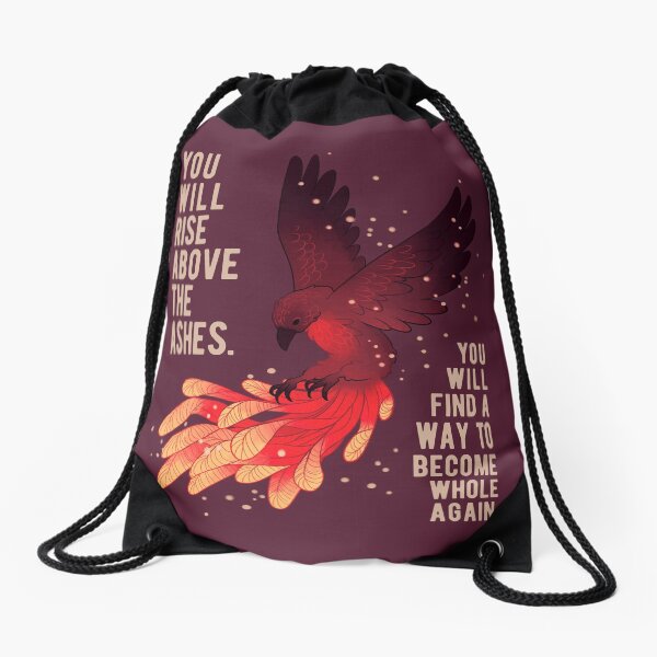 "You Will Rise Above the Ashes" Phoenix Drawstring Bag