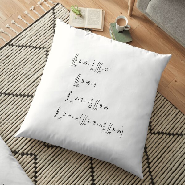 Maxwell's equations, #Maxwells, #equations, #MaxwellsEquations, Maxwell, equation, MaxwellEquations, #Physics, Electricity, Electrodynamics, Electromagnetism Floor Pillow