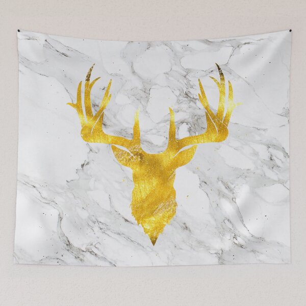 Item preview, Golden Deer Silhouette On Marble designed and sold by cadinera.