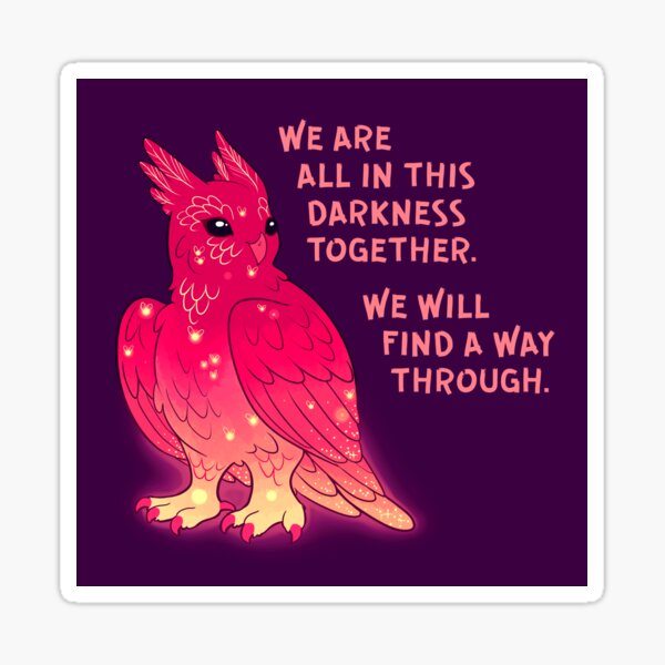 Item preview, "We Are All In This Darkness Together" Glowing Great Horned Owl designed and sold by thelatestkate.