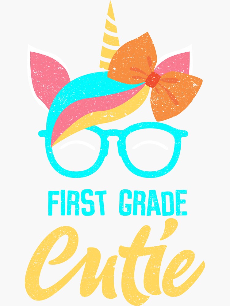 "First Grade Cutie Student Unicorn School" Sticker by kieranight