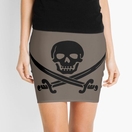 Pirate Flag Skull and Crossed Swords by Chillee Wilson Mini Skirt