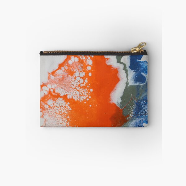 Item preview, fluid art painting - Orange, olive, white and blue splash designed and sold by themuseinspired.