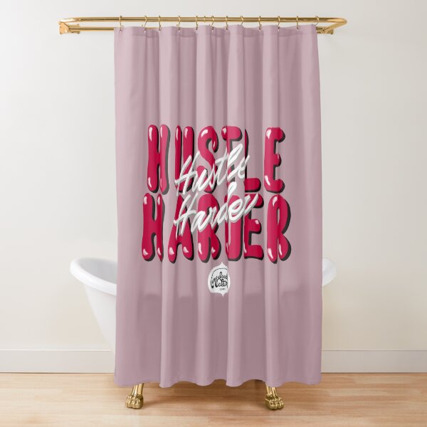 Hustle Harder Work Culture Lettering Art (Blush Pink) Shower Curtain
