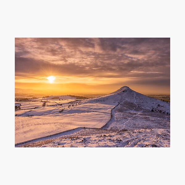 Roseberry Topping Snowy sunset Photographic Print