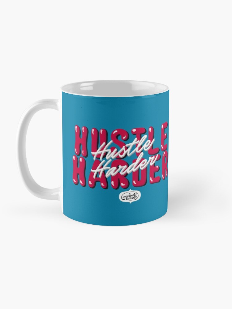 Alternate view of Hustle Harder Pop Culture Lettering Art (Blue) Mug