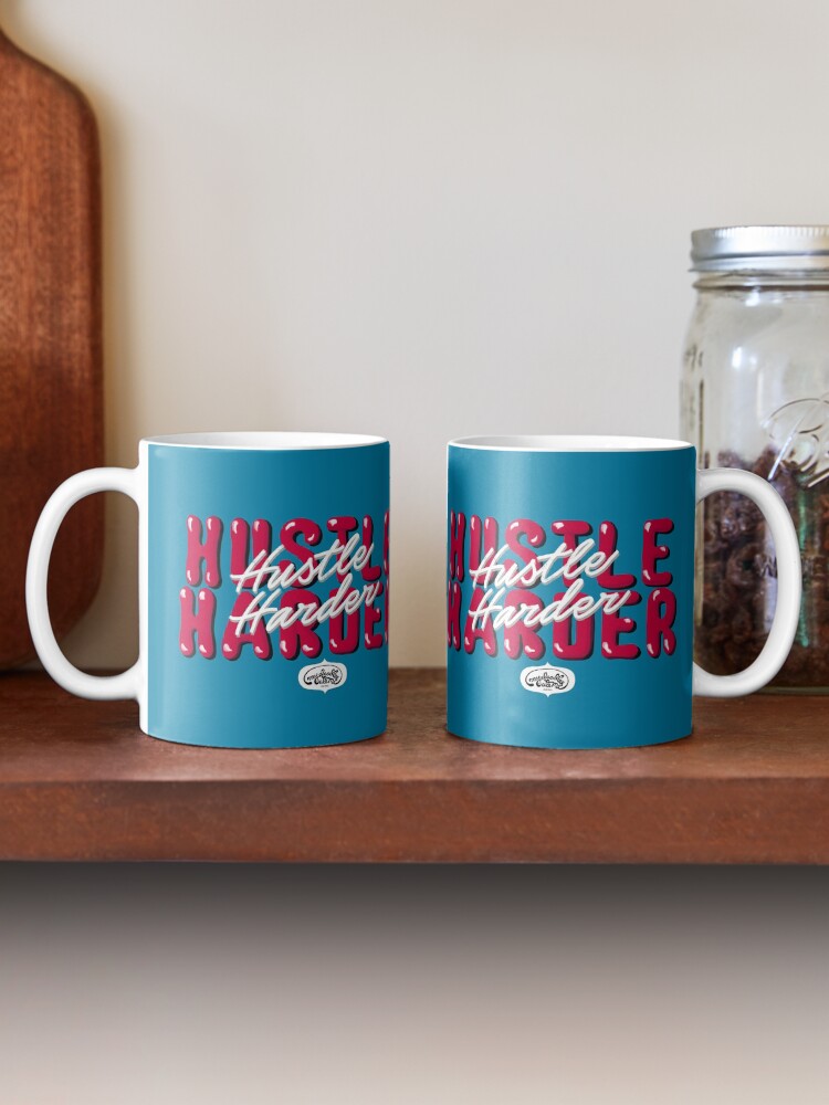Alternate view of Hustle Harder Pop Culture Lettering Art (Blue) Mug