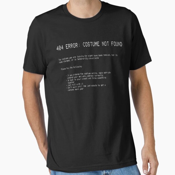 Vista previa del artículo con la obra «Error 404- Traje no encontrado Disfraz de Halloween de último minuto», diseñado y vendido por kattikki.