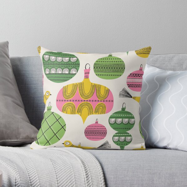 Elegant Holiday Baubles ~ Festive Fun! Throw Pillow