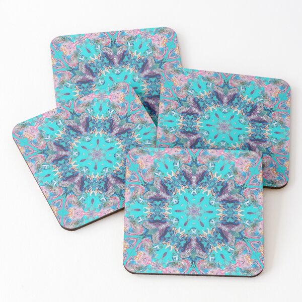 Item preview, Summer Buds - Pink Turquoise Kaleidoscope Art by Fluid Nature designed and sold by vmajzlik.