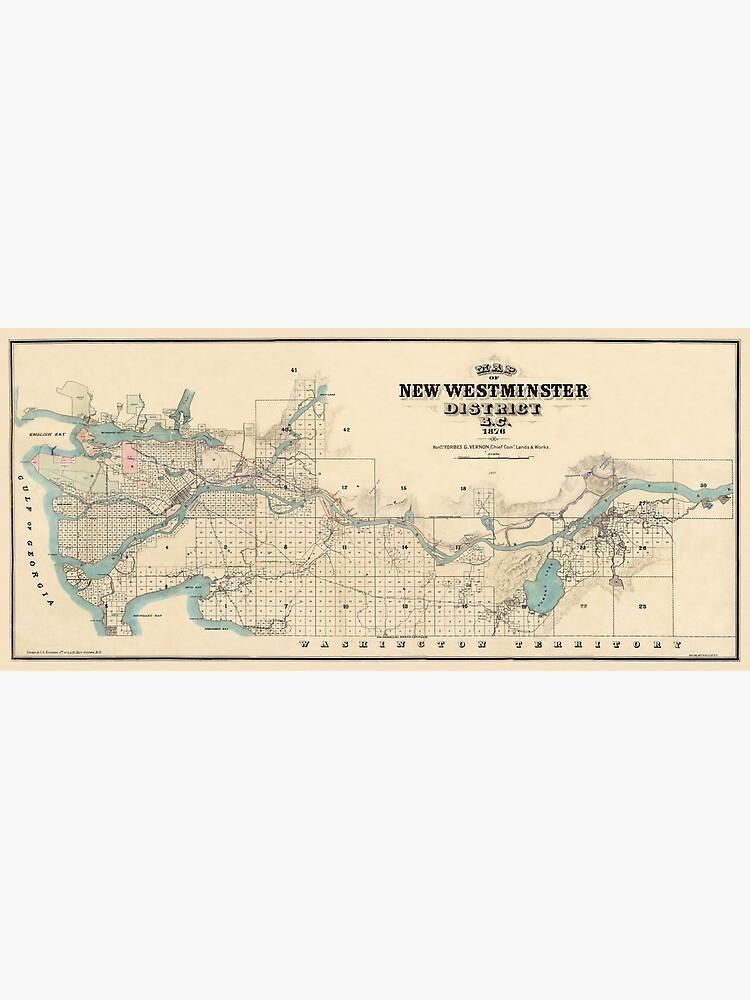 Map Of New Westminster 1876 Poster By Mollyfare Redbubble   Flat,750x,075,f Pad,750x1000,f8f8f8.u3 