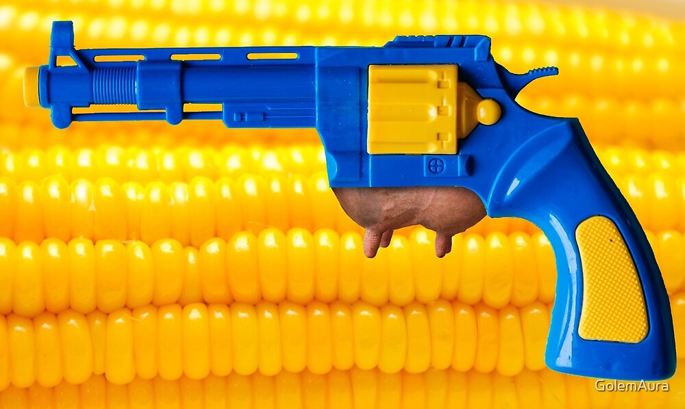 "Udder Gun with Corn on the Cob" by GolemAura Redbubble
