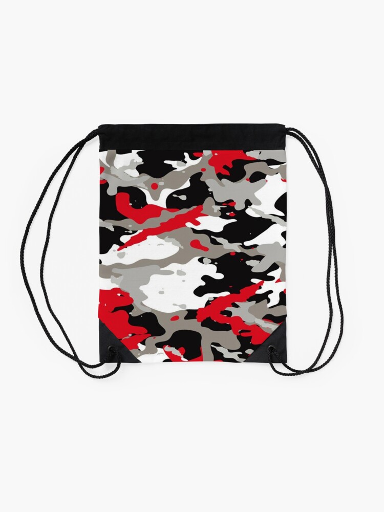 Alternate view of Red and Grey Camouflage Drawstring Bag