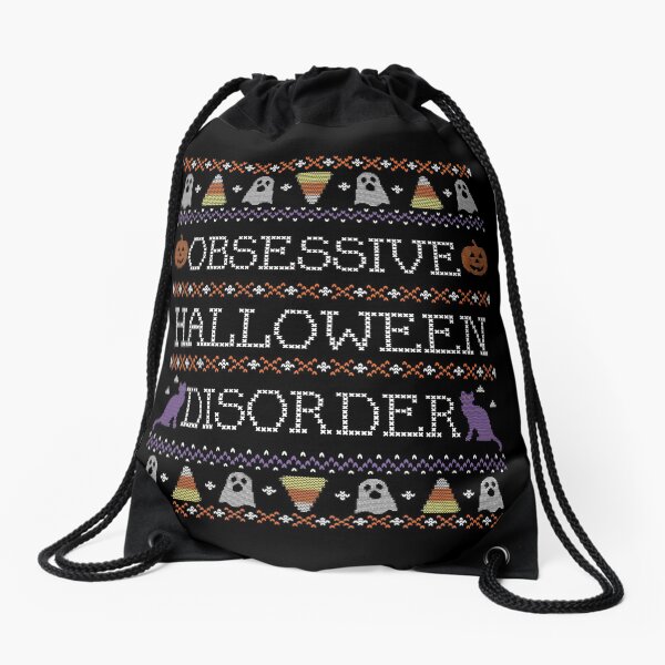Ugly Halloween Sweater, Obsessive Halloween Disorder Drawstring Bag