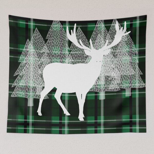 Item preview, Green Plaid with Deer: Holiday Print designed and sold by MathisDesigns.