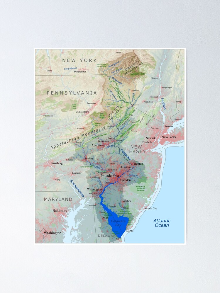 Green Delaware Hydrological Map Poster