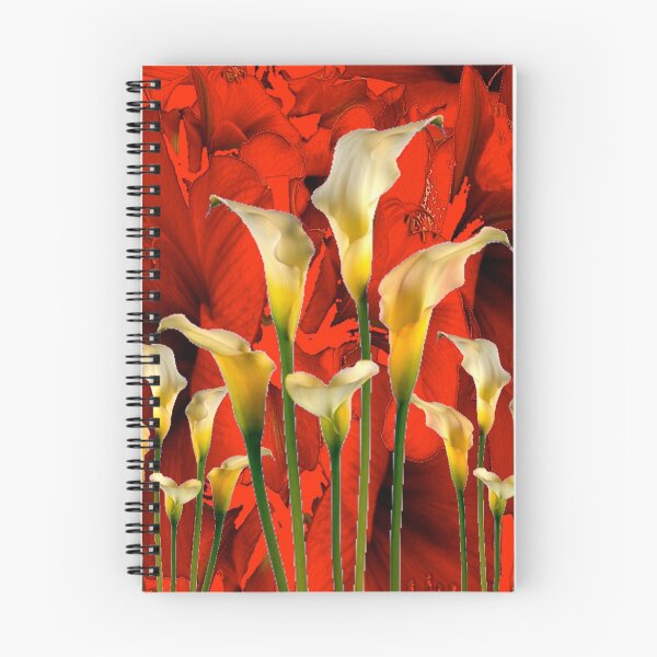 Item preview, RED FLORAL & GOLDEN CALLA LILIES GARDEN designed and sold by sharlesart.
