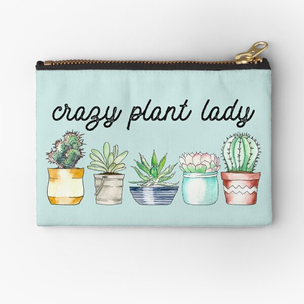 Crazy Plant Lady on mint Zipper Pouch