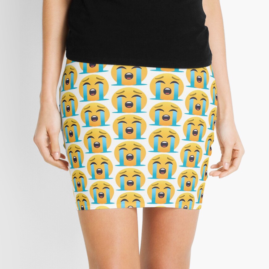 JoyPixels Loudly Crying Face Emoji Mini Skirt for Sale by JoyPixels Inc. Redbubble