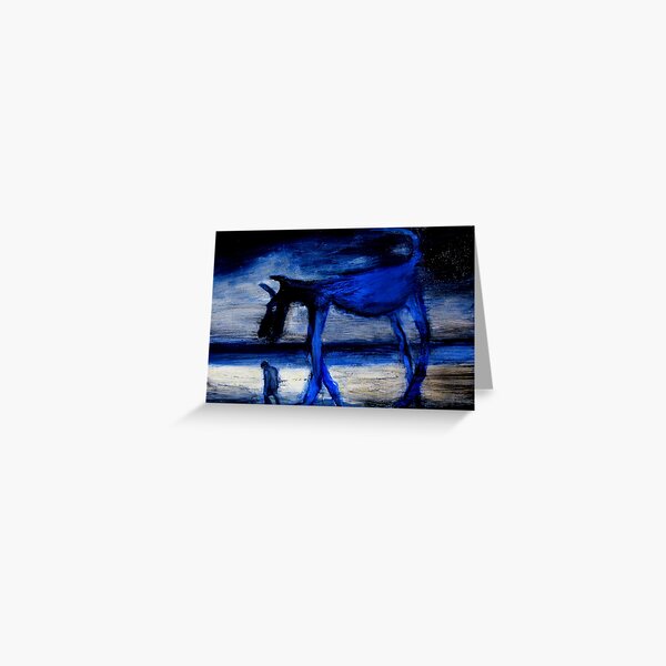 walking with the old blue dog Greeting Card