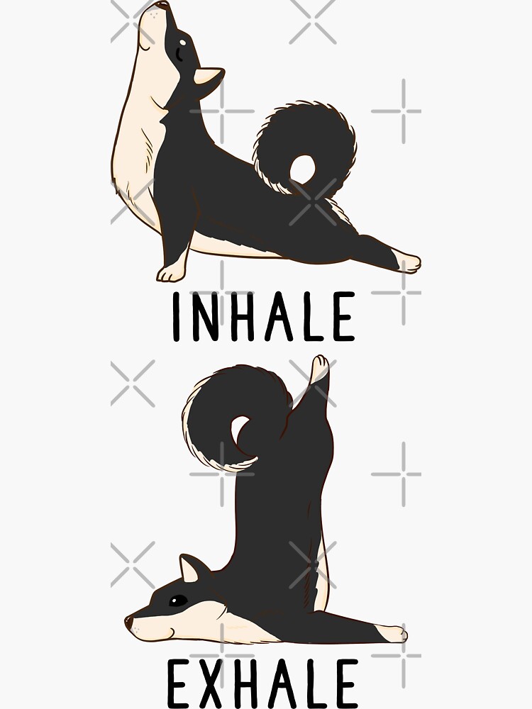 Inhale Exhale Black And Tan Shiba Inu Yoga Sticker For Sale By