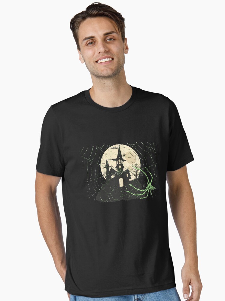 Thumbnail 1 von 7, Essential T-Shirt, Spider Halloween Haunted Moon House - Scary Halloween Gift designt und verkauft von yeoys.
