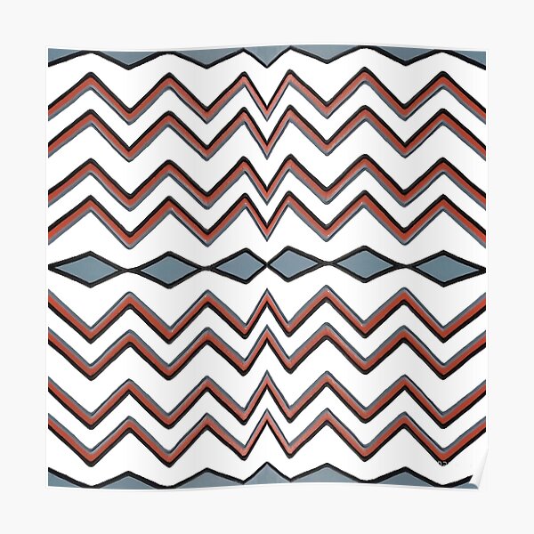 #pattern #abstract #wallpaper #seamless #chevron #design #texture #geometric #retro #blue #white #zigzag #decoration #illustration #fabric #paper #red #green #textile #backdrop #color #yellow #square Poster