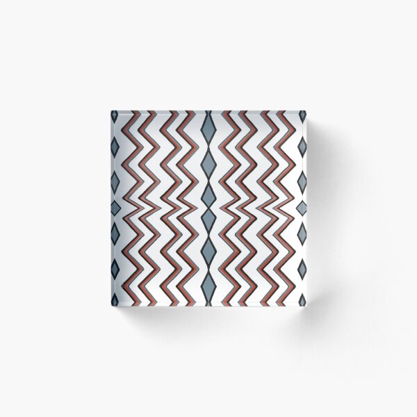 #pattern #abstract #wallpaper #seamless #chevron #design #texture #geometric #retro #blue #white #zigzag #decoration #illustration #fabric #paper #red #green #textile #backdrop #color #yellow #square Acrylic Block