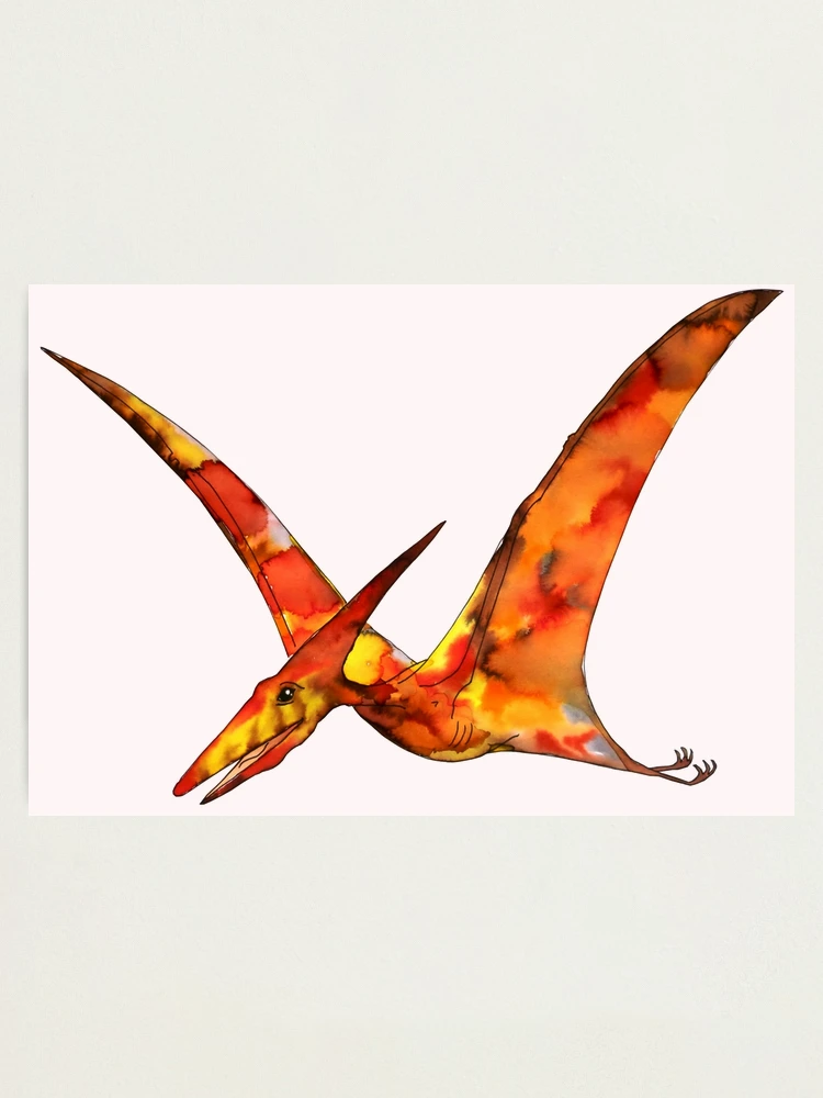 Watercolor Dinosaur Pterodactyl Style 1 Fabric Panel -  Hong Kong