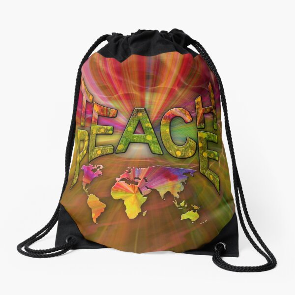 Teach Peace Globally Drawstring Bag