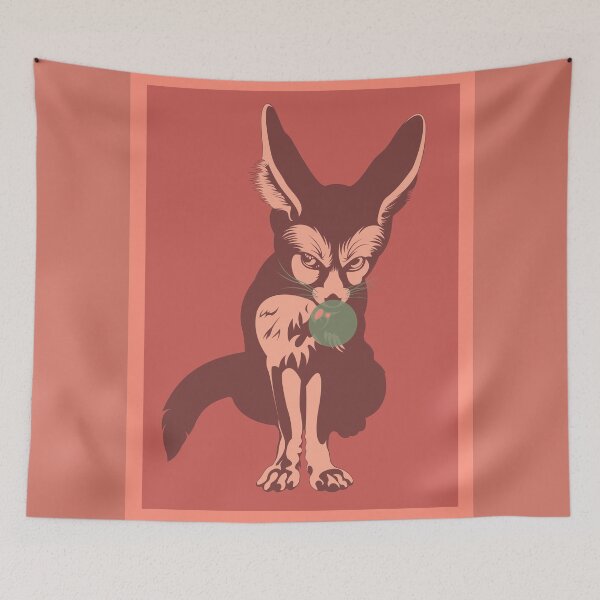 Item preview, fennec fox chewing bubble gum in pink designed and sold by electricpeacock.