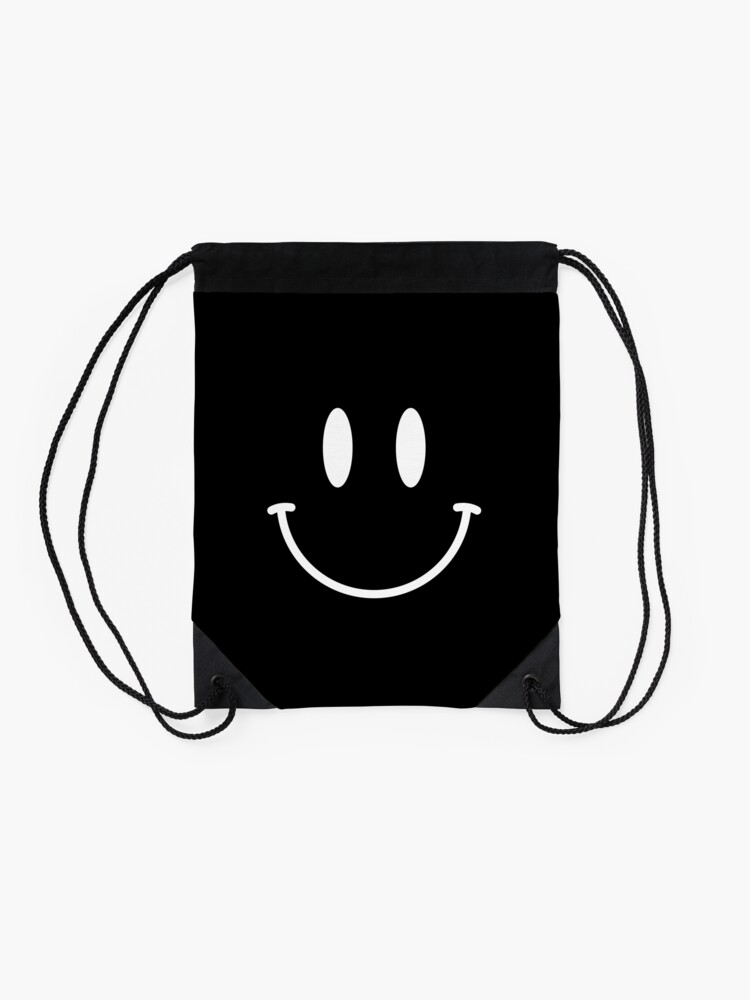 Alternate view of Acid House Smiley Face - Simple (dark) Drawstring Bag