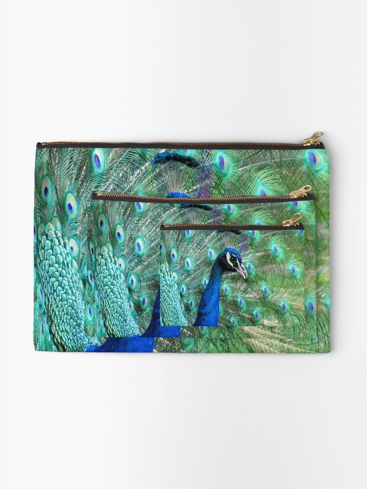 Alternate view of Peacock in bloom Zipper Pouch