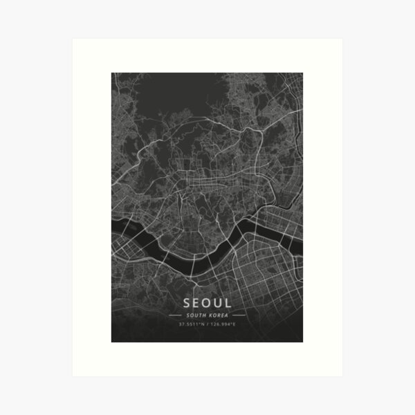 Item preview, Seoul, South Korea Dark Map designed and sold by DesignerMapArt.
