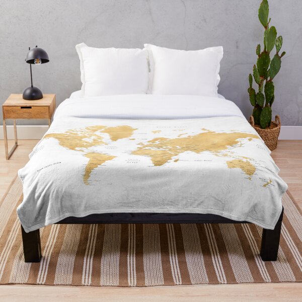 Item preview, Gold color world map with cities designed and sold by blursbyai.