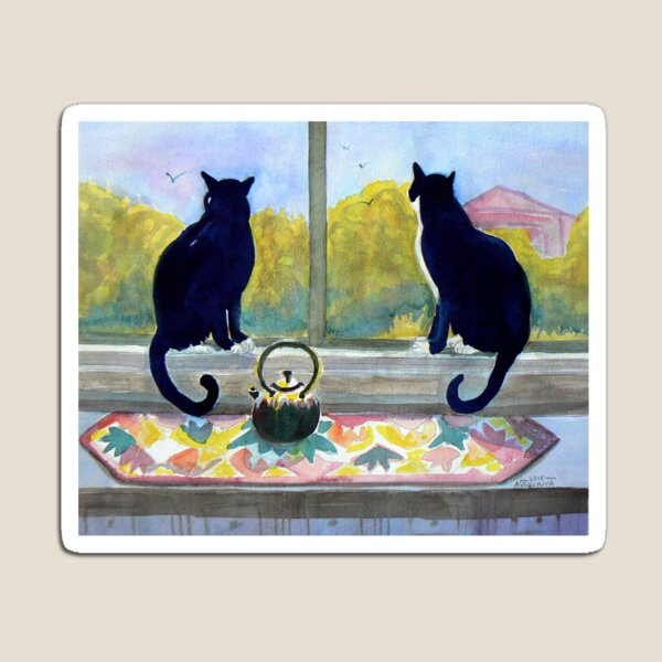 Tuxedo cats Jake and Elwood Watercolor Magnet
