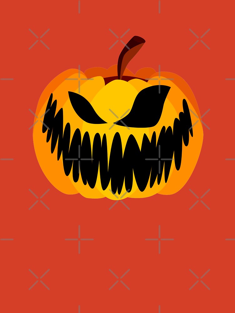 Pumpkin face scary smile orange red Halloween T-Shirt by Norman W - Pixels