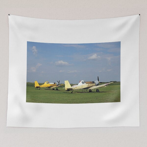 Item preview, crop duster airplanes on airfield designed and sold by goceris.