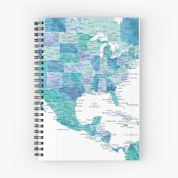 Item preview, Map of the USA Mexico and the Caribbean Sea in watercolor designed and sold by blursbyai.
