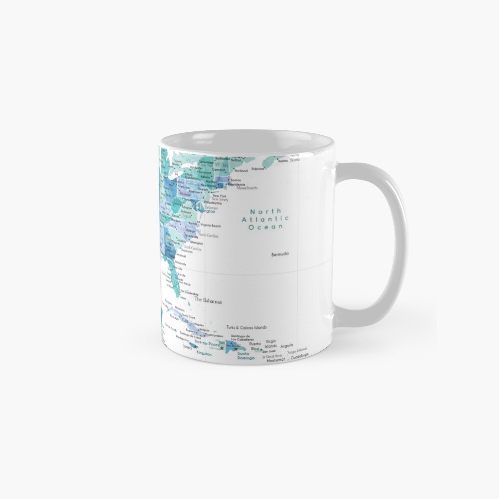 Map of the USA Mexico and the Caribbean Sea in watercolor | Poster