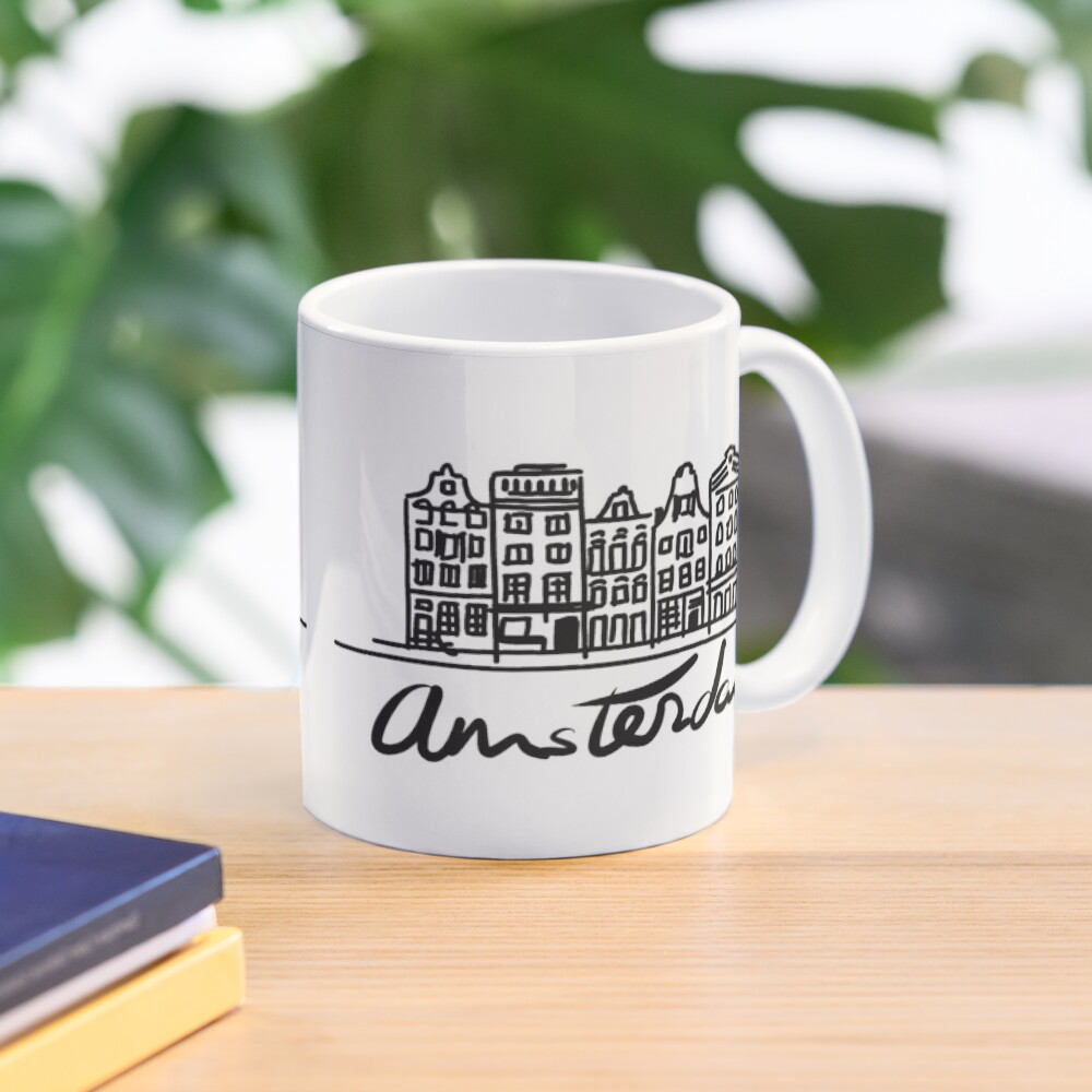 I love Amsterdam | dibujo casas de los canales Holanda Taza de café