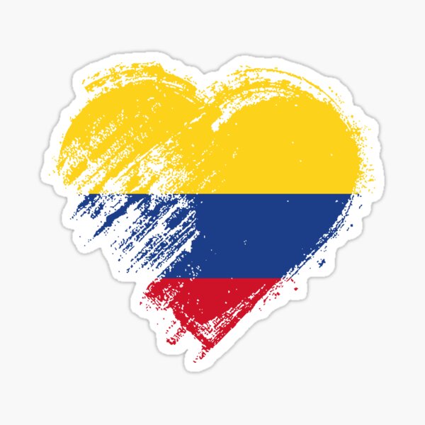 Grungy I Love Colombia Heart Flag Sticker