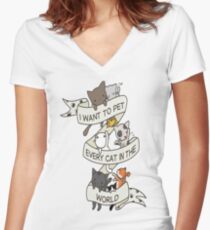 Camiseta entallada de cuello en V Gatos