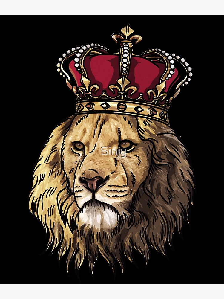 African Lion Wearing Crown Greeting Card By Sinjy Redbubble